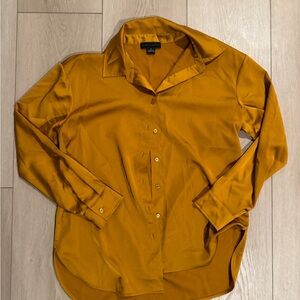 Sanctuary Silk Mustard Button-Up Shirt